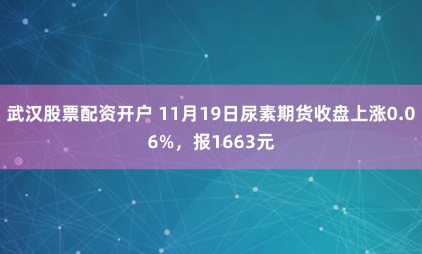 武汉股票配资开户 11月19日尿素期货收盘上涨0.06%，报1663元