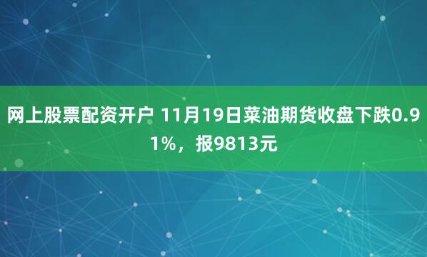 网上股票配资开户 11月19日菜油期货收盘下跌0.91%,报9813元